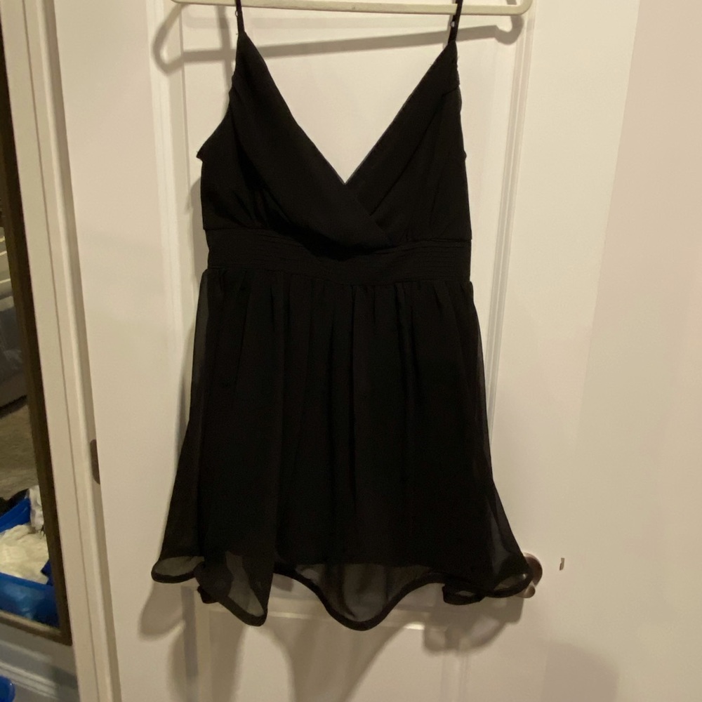 Black Chiffon Flowy Mini Dress
